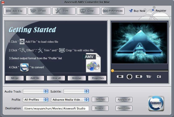 AMV Converter for Mac screen