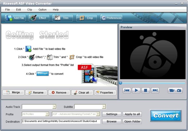 ASF Video Converter screen