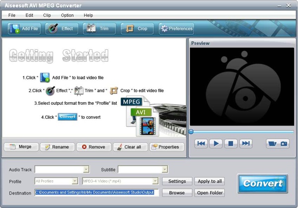 AVI MPEG Converter screen