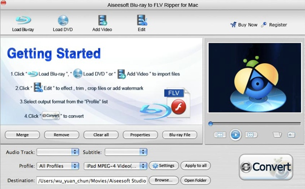 Blu-ray to FLV Ripper for Mac screen