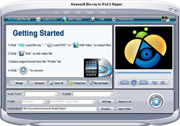 Blu-ray to iPad 2 Ripper screen