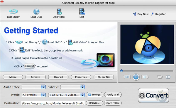 Blu-ray to iPad Ripper for Mac screen