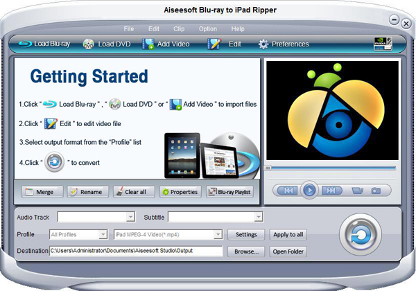 Blu-ray to iPad Ripper screen