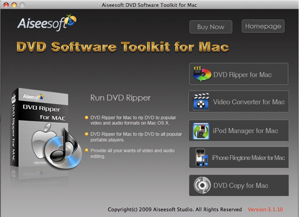DVD Software Toolkit for Mac screen