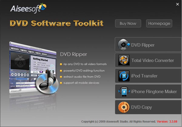 DVD Software Toolkit screen