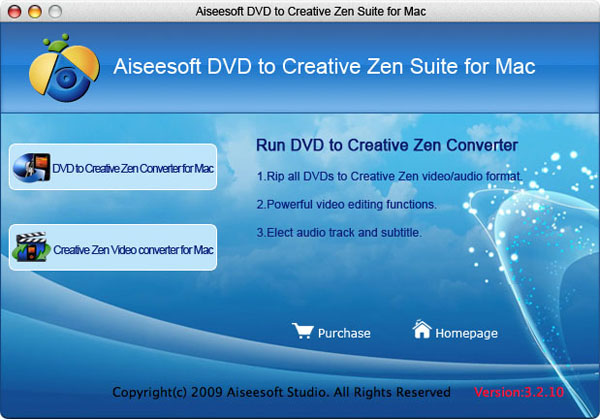 DVD to Creative Zen Suite for Mac screen