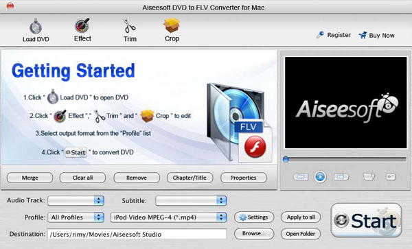 DVD to FLV Converter for Mac screen