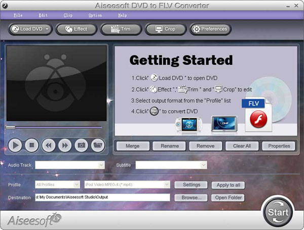 DVD to FLV Converter screen