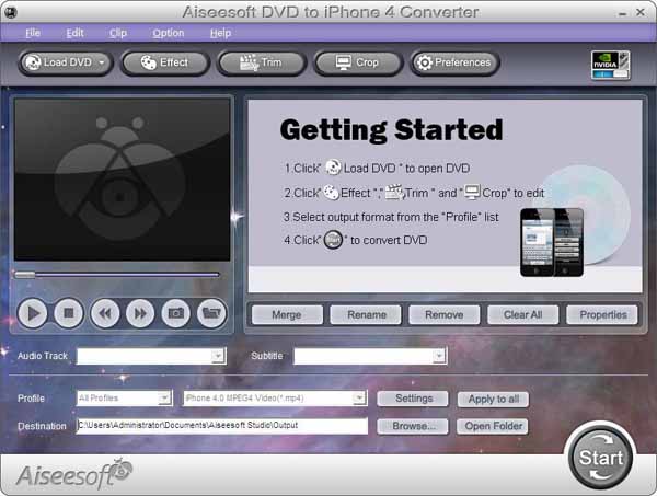 DVD to iPhone 4 Converter screen