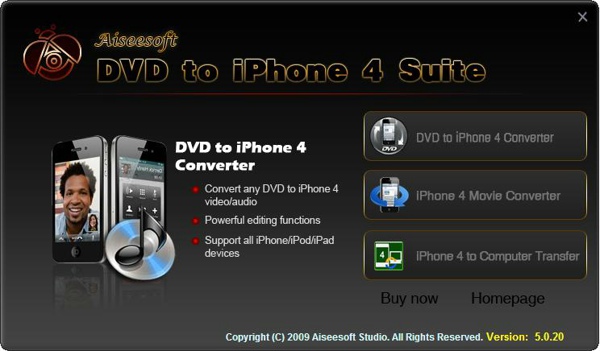 DVD to iPhone 4 Suite screen