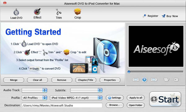 DVD to iPod Converter for Mac screen
