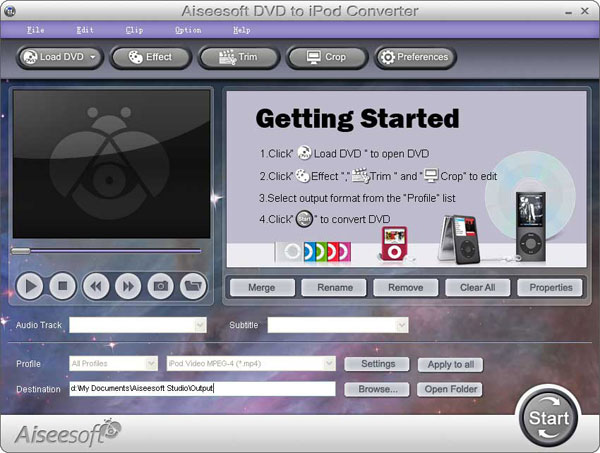 DVD to iPod Converter screen