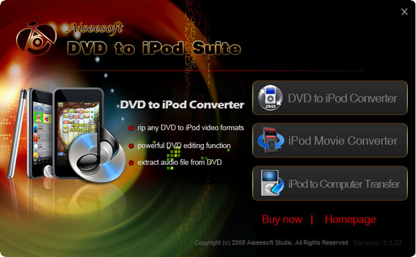 DVD to iPod Suite screen
