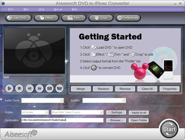 DVD to iRiver Converter screen