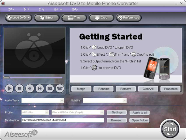 DVD to Mobile Phone Converter screen