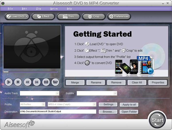 DVD to MP4 Converter screen