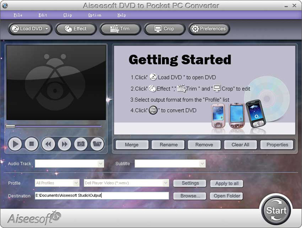 DVD to Pocket PC Converter screen