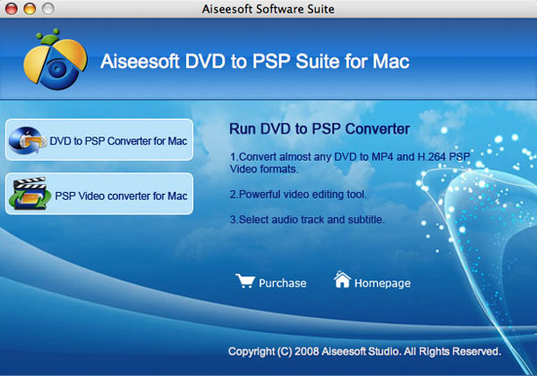DVD to PSP Suite for Mac screen