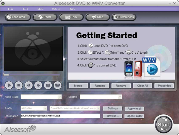 DVD to WMV Converter screen