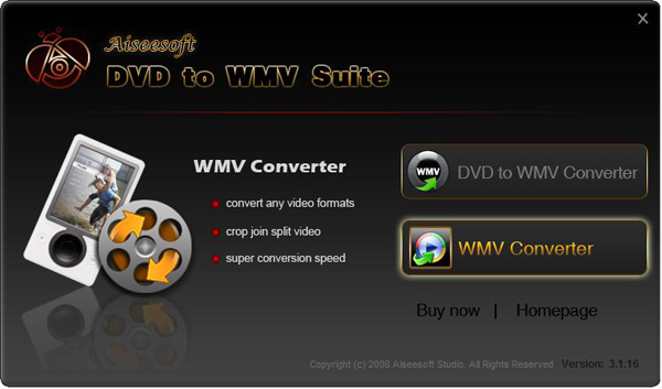 DVD to WMV Suite screen