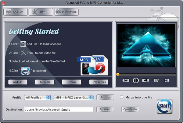 FLV to MP3 Converter for Mac screen