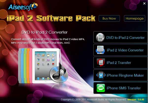 iPad 2 Software Pack screen