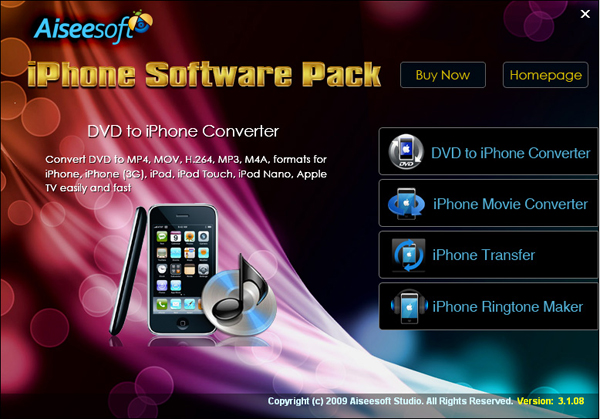 iPhone Software Pack screen