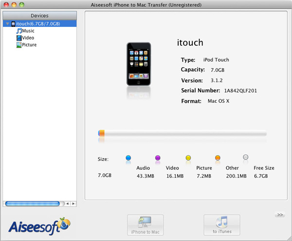 iPhone to Mac Transfer screen