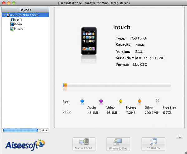 iPhone Transfer for Mac screen