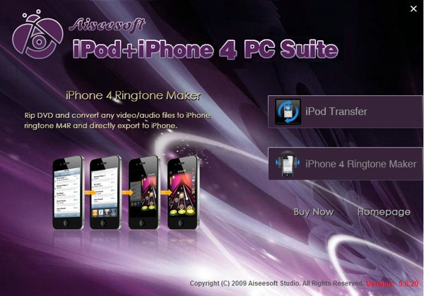 iPod + iPhone 4 PC Suite screen