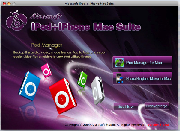 iPod + iPhone Mac Suite screen