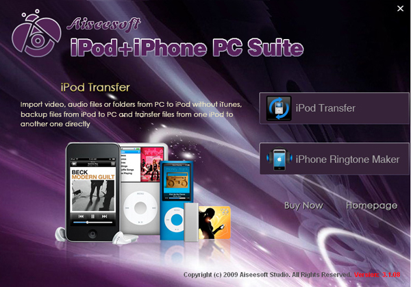iPod + iPhone PC Suite screen