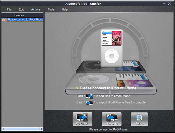 iPod Transfer screen
