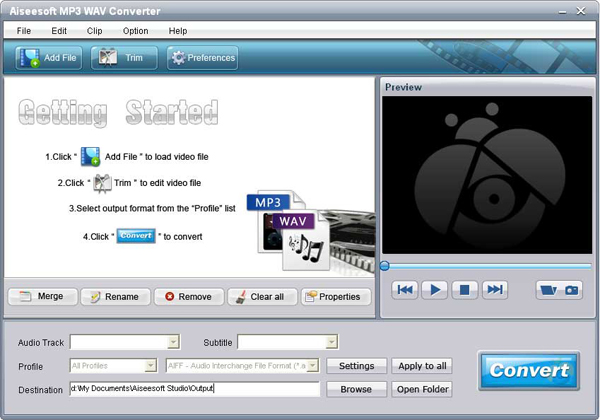 MP3 WAV Converter screen