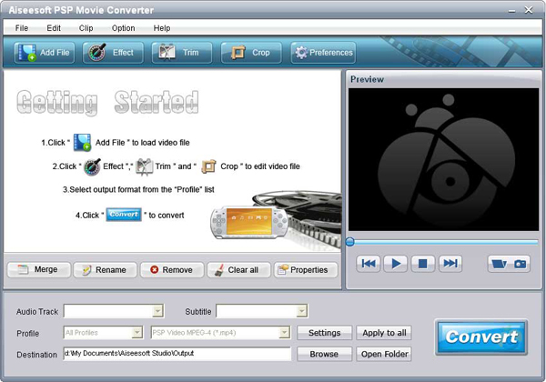 PSP Movie Converter screen