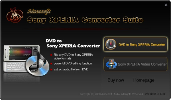 Sony XPERIA Converter Suite screen